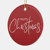 メリークリスマスタイポグラフィレッドモダンホリデー セラミックオーナメント (左)