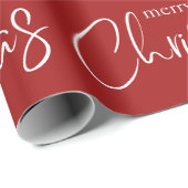 メリークリスマスタイポグラフィレッドモダンホリデー ラッピングペーパー (ロールコーナー)