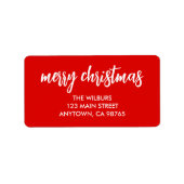 メリークリスマスタイポグラフィレッド差出人住所 ラベル (正面)