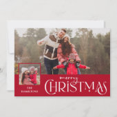 メリークリスマスタイポグラフィレッド2枚 シーズンカード (正面)
