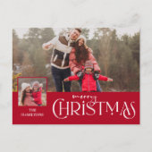 メリークリスマスタイポグラフィレッド2枚 シーズンポストカード (正面)
