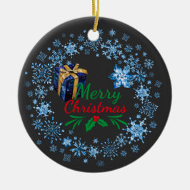 メリークリスマスタイポグラフィレトロ文字 セラミックオーナメント