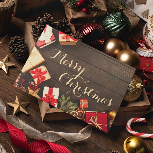 メリークリスマスタイポグラフィヴィンテージ事業 サンキューカード