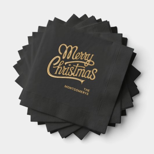 メリークリスマスタイポグラフィーパーティー 箔ナプキン (インサイチュ (積み重ね))