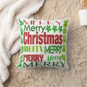 メリークリスマスタイポグラフィーピロー クッション (ブランケット)