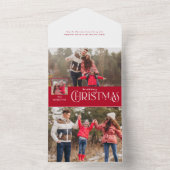 メリークリスマスタイポグラフィーレッドマルチフォト オールインワン招待状 (内側)