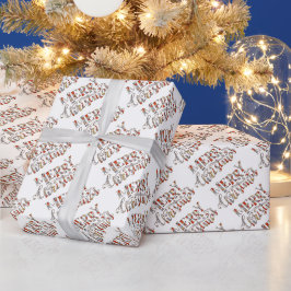メリークリスマスタイポグラフィー ラッピングペーパー