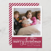 メリークリスマスタイポグラフィ写真クリスマスカード シーズンカード (正面/裏面)