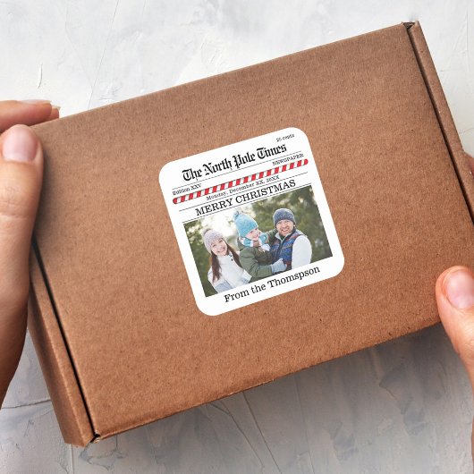 メリークリスマスタイポグラフィ写真シール スクエアシール