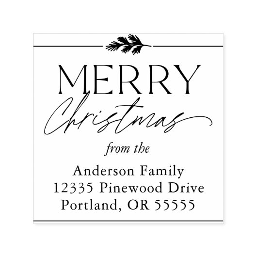 メリークリスマスタイポグラフィ名差出人住所 セルフインキングスタンプ (デザイン)