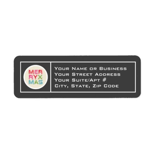 メリークリスマスタイポグラフィ差出人住所ラベル ラベル (正面)
