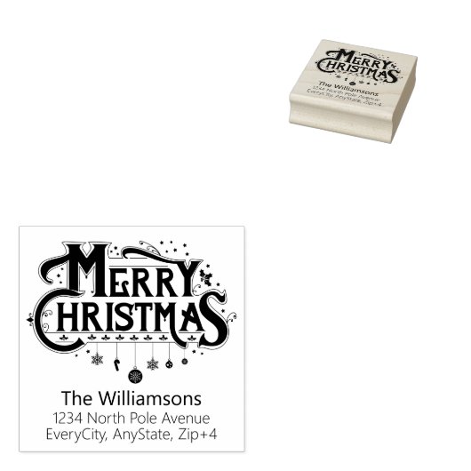 メリークリスマスタイポグラフィ差出人住所 ラバースタンプ (押印)