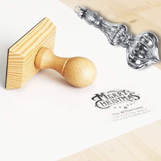 メリークリスマスタイポグラフィ差出人住所 ラバースタンプ