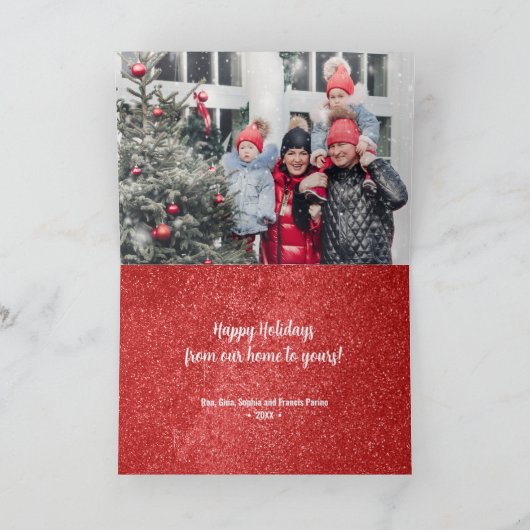 メリークリスマスタイポグラフィ折り畳み写真 シーズンカード (内部)