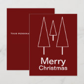 メリークリスマスタイポグラフィ抽象芸術レッド ノートカード (正面/裏面)