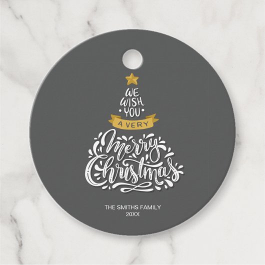 メリークリスマスタイポグラフィ文字 フェイバータグ (正面)