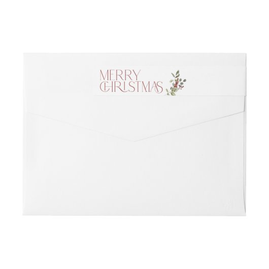 メリークリスマスタイポグラフィ植物学クリスマス写真 ラップアラウンドラベル (裏面)