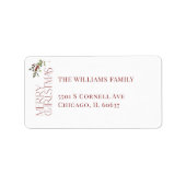 メリークリスマスタイポグラフィ植物学クリスマス ラベル (正面)