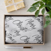 メリークリスマスタイポグラフィ白黒モダンおもしろい 薄葉紙 (ギフト)