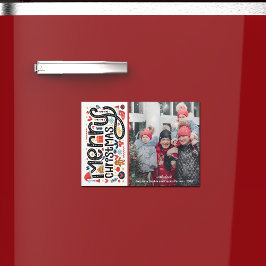 メリークリスマスタイポグラフィ磁気フォトカード