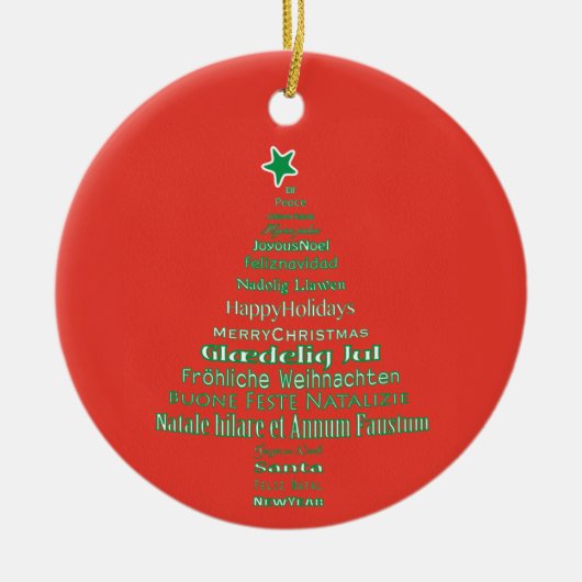 メリークリスマスタイポグラフィ言語樹 セラミックオーナメント (正面)
