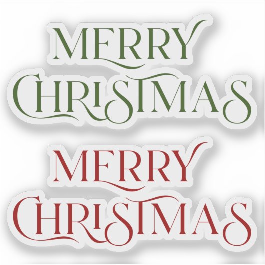 メリークリスマスタイポグラフィ赤と緑 シール (正面)