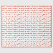 メリークリスマスタイポグラフィ赤白パターン ラッピングペーパー (フラット)