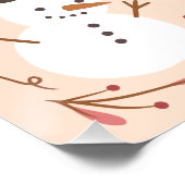 メリークリスマスタイポグラフィ雪だるまフローラ ポスター (コーナー)