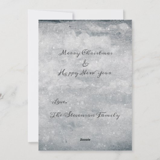 メリークリスマスタイポグラフィ雪だるま パーソナライズされた シーズンカード (裏面)