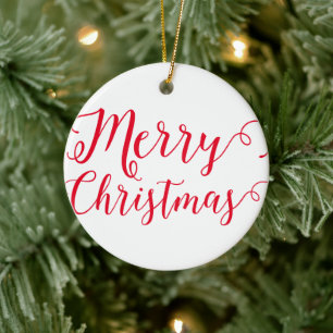 メリークリスマスタイポグラフィ20XXミニマルシンプル セラミックオーナメント