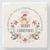 メリークリスマスタイポグラフィ&クリスマスフクロウブーケ