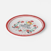 メリークリスマスタイポグラフィ&クリスマスフクロウリース ペーパープレート (アングル)