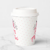 メリークリスマスタイポグラフィ&クリスマスフラワーパップ 紙コップ (左)