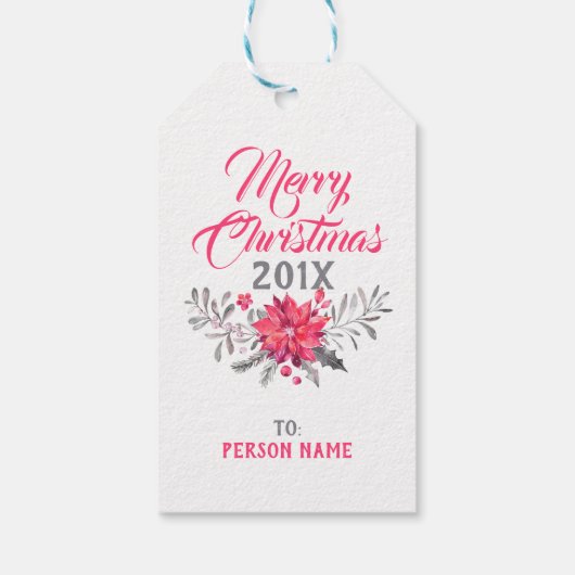 メリークリスマスタイポグラフィ&クリスマスブーケ ギフトタグ (裏面)