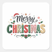 メリークリスマスタイポグラフィ スクエアシール (正面)