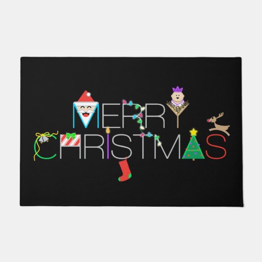 メリークリスマスタイポグラフィ ドアマット (正面)