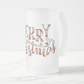 メリークリスマスタイポグラフィ フロストグラスビールジョッキ (正面右)