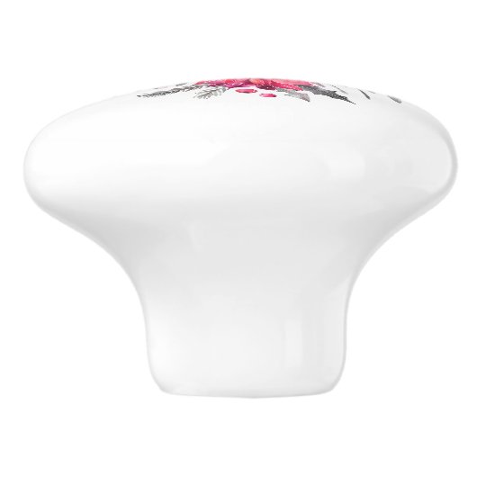 メリークリスマスタイポグラフィ&フローラブーケ セラミックノブ (側面)