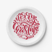 メリークリスマスタイポグラフィ ペーパープレート (正面)