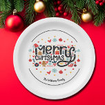 メリークリスマスタイポグラフィ ペーパープレート<br><div class="desc">おもしろいフォントのメリークリスマスは、これらの紙プレートの可愛い休日のアイテムに囲まれてお洒落いる。コレクション内の一致アイテム。</div>