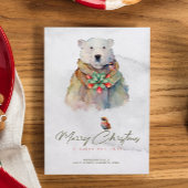 メリークリスマスタイポグラフィ、ホワイトベア、レッドロビン 招待状