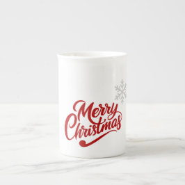 メリークリスマスタイポグラフィ ボーンチャイナマグカップ