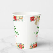 メリークリスマスタイポグラフィ&ポインセチア 紙コップ (右)