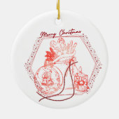メリークリスマスタイポグラフィ ユニーク セラミックオーナメント (裏面)