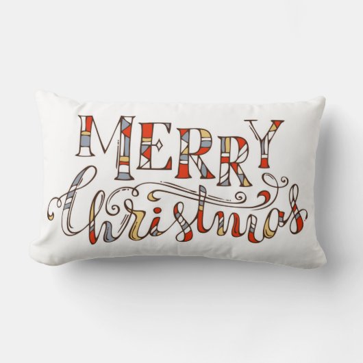 メリークリスマスタイポグラフィ ランバークッション (正面)