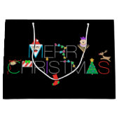 メリークリスマスタイポグラフィ ラージペーパーバッグ (正面)