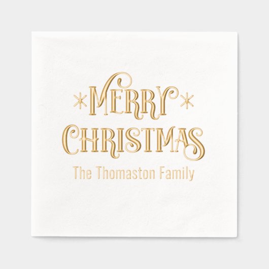 メリークリスマスタイポグラフィ#11家族名 箔ナプキン (正面)