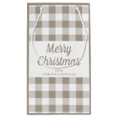 メリークリスマスタウペベージュホワイトプレイド スモールペーパーバッグ (裏面)