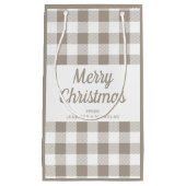 メリークリスマスタウペベージュホワイトプレイド スモールペーパーバッグ (正面)