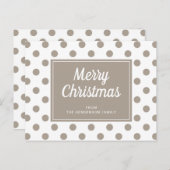 メリークリスマスタウペベージュ水玉模様 ポストカード (正面/裏面)